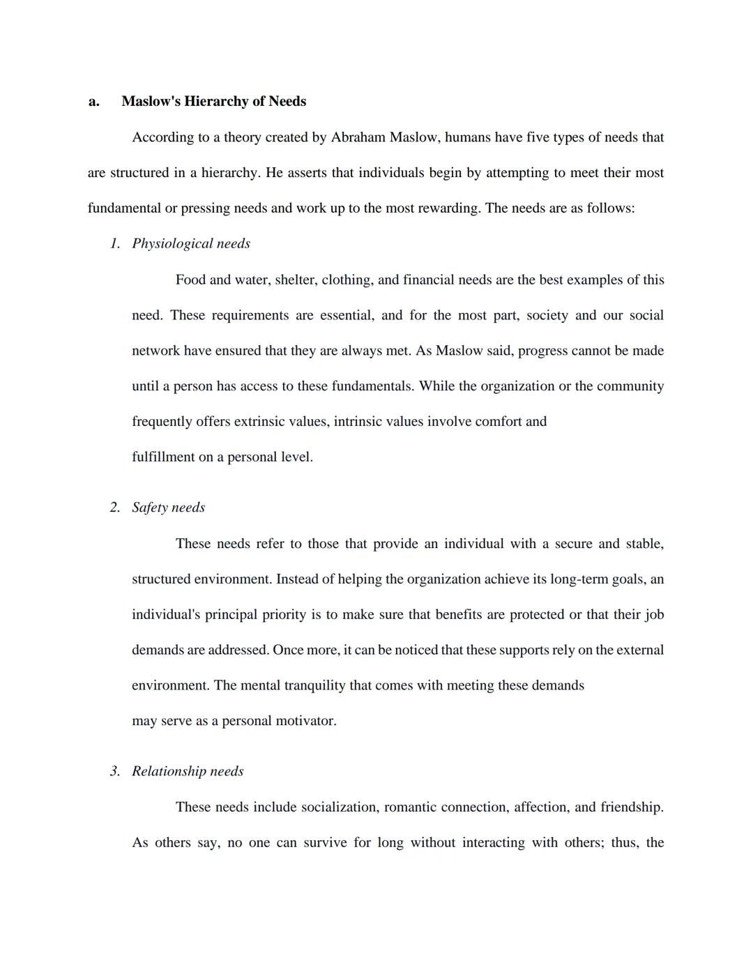 I.
INTRODUCTION
According to Nader (2019), two factors affect an individual's performance: the type of
existing leadership and personal moti