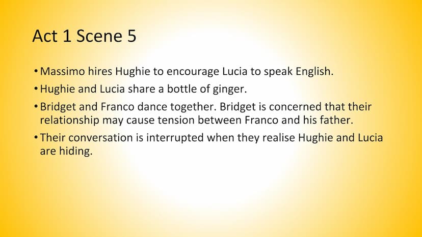 Tally's Blood Act 1 Scene 1
• Luigi is in mourning (his wife has died)
He gives his baby daughter to his sister-in-law Rosinella and her
hus