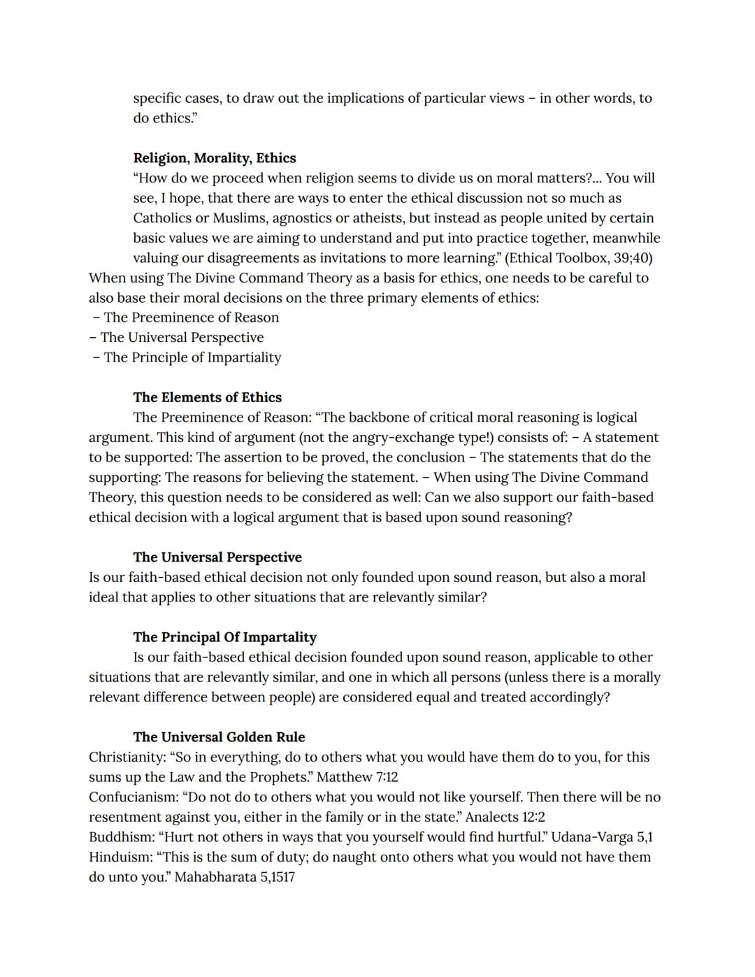 Ethics and Religion Class
Notes Religion, Morality, and Ethics
● "Many people believe that morality and religion are inseparable that religi
