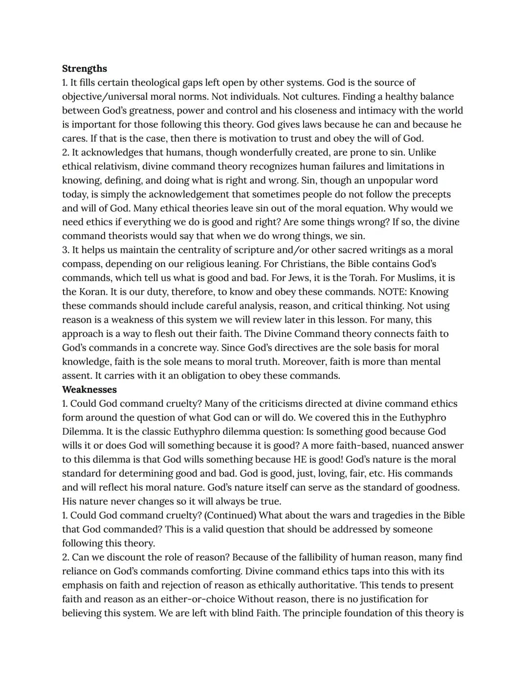 Ethics and Religion Class
Notes Religion, Morality, and Ethics
● "Many people believe that morality and religion are inseparable that religi