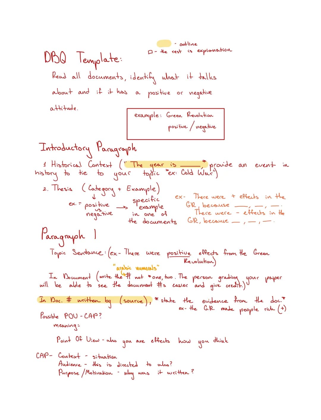 DBQ Template:
Read all documents, identify what it talks
about and if it has
positive
negative
attitude.
Introductory Paragraph
1 Historical
