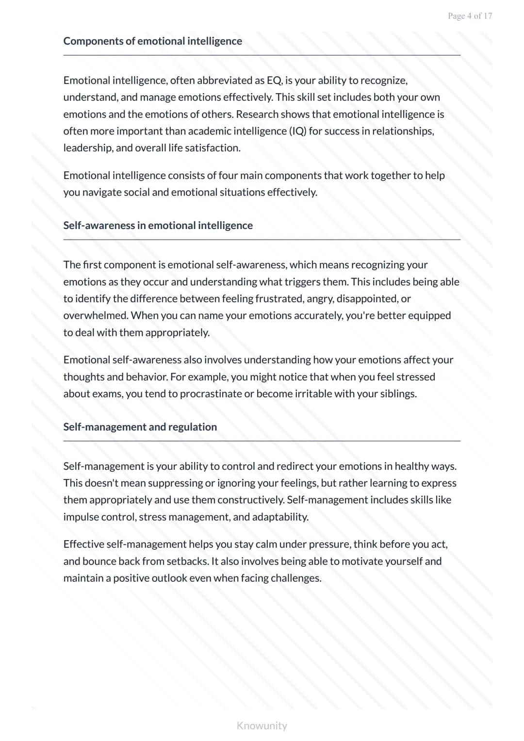 Self-awareness and emotional intelligence for personal development
Understanding yourself and managing emotions for better
relationships
Wha