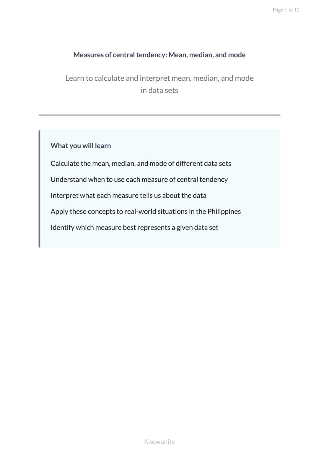 Measures of central tendency: Mean, median, and mode
