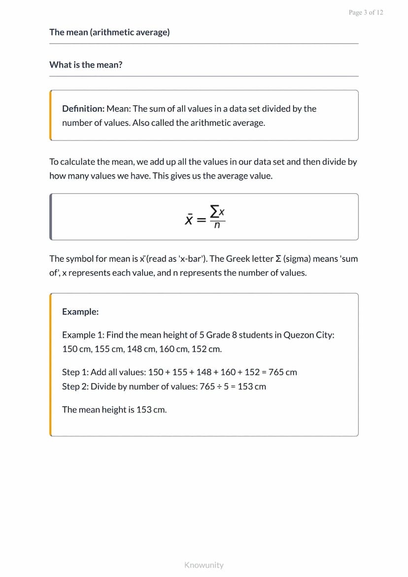 Measures of central tendency: Mean, median, and mode
Learn to calculate and interpret mean, median, and mode
in data sets
What you will lear