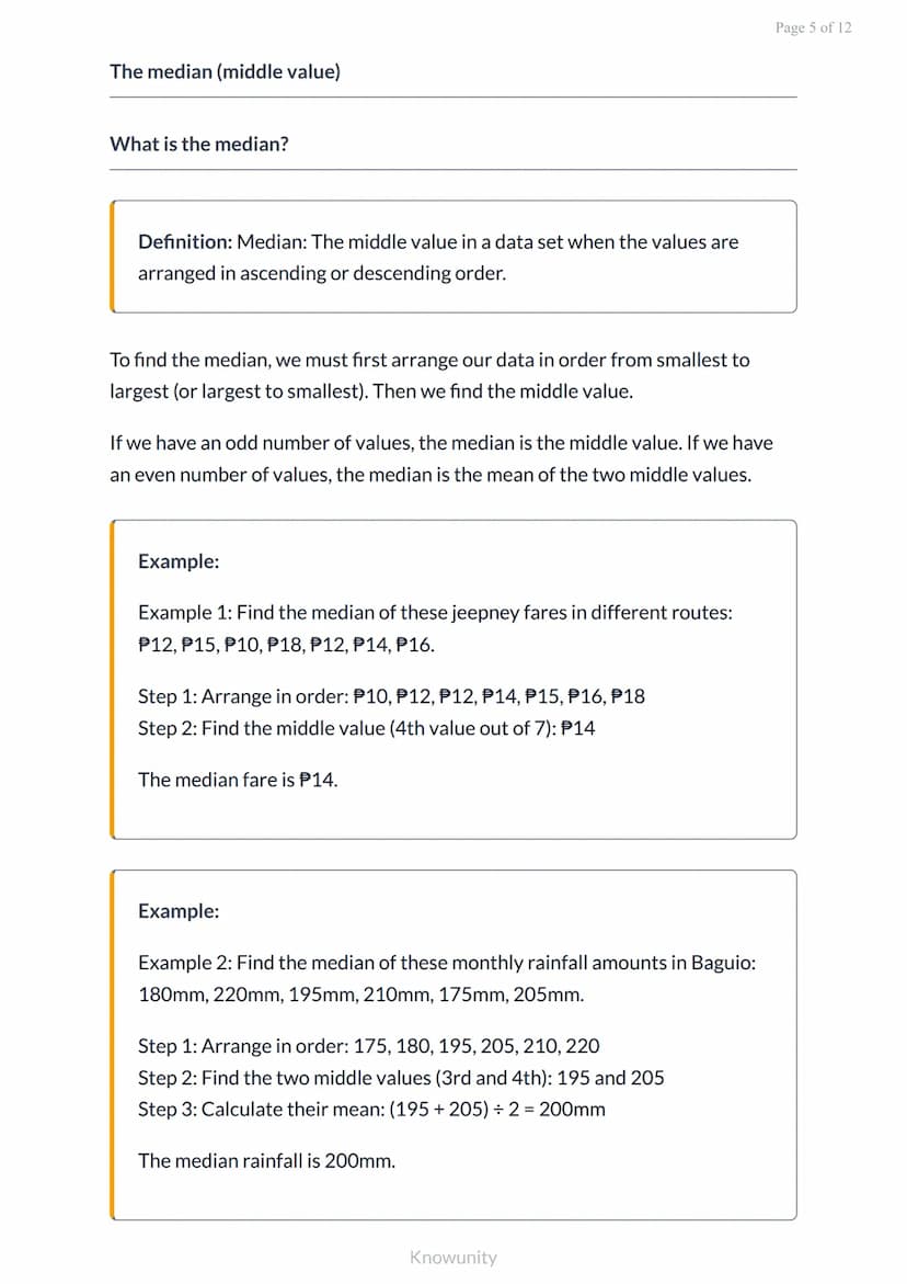 Measures of central tendency: Mean, median, and mode
Learn to calculate and interpret mean, median, and mode
in data sets
What you will lear