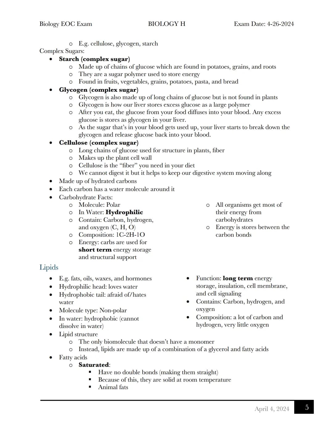 Biology EOC Exam
BIOLOGY H
Exam Date: 4-26-2024
Biology EOC Exam Review
Table of Contents
Cells
Cell Organelles....
3 Principles of Cell The