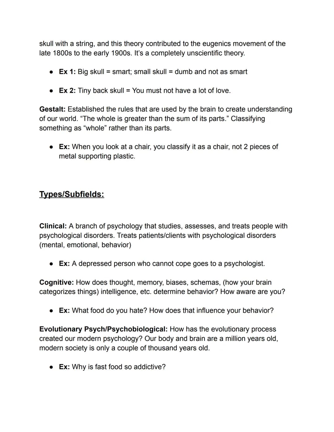 UNIT 1: PSYCH TERMINOLOGY
Psychology: The scientific study of behavior and mental processes.
Types of Psych Research:
Experimental: Experime