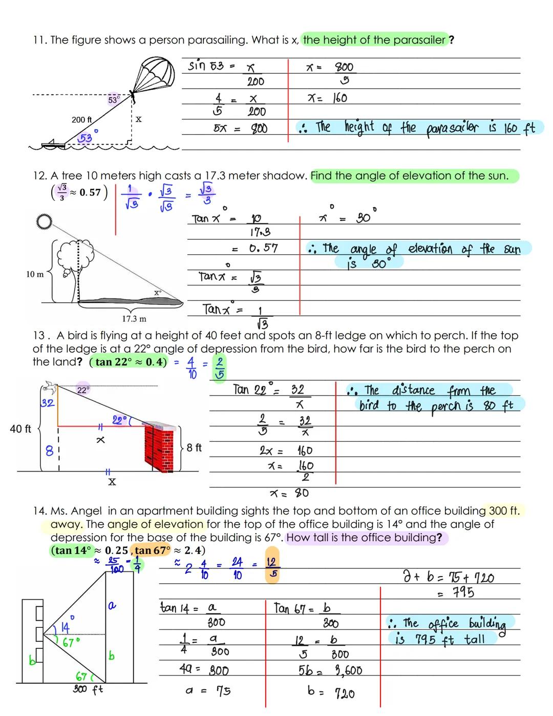 7. Mr. Jayson is standing 30 meters from a traffic light. If the angle of elevation from the
person's feet to the top of the traffic light i
