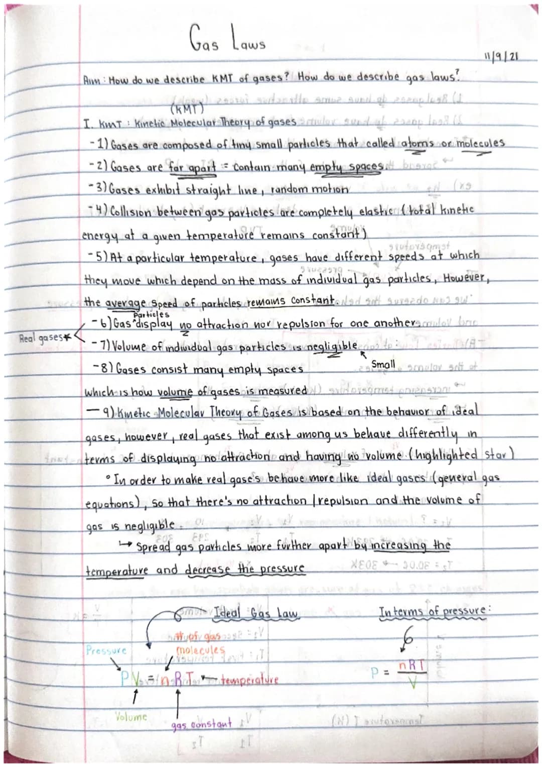 Gas Laws
Aim: How do we describe KMT of gases? How do we describe gas
Real gases
laws?
(KMP)) 2001 automalle sue sund of eacup log8 (1
I. KM