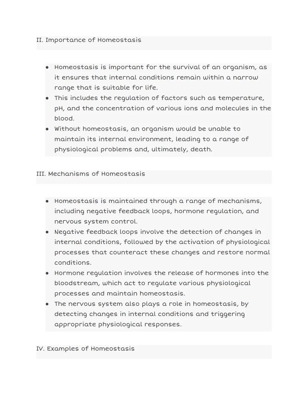 I. Introduction
●
HOMEOSTASIS NOTES
●
> 70%
WATER
HOMEOSTASIS
< 70%
CHITTD
TEMPERATURE
> 37° ←
<37°
Homeostasis refers to the ability of an 