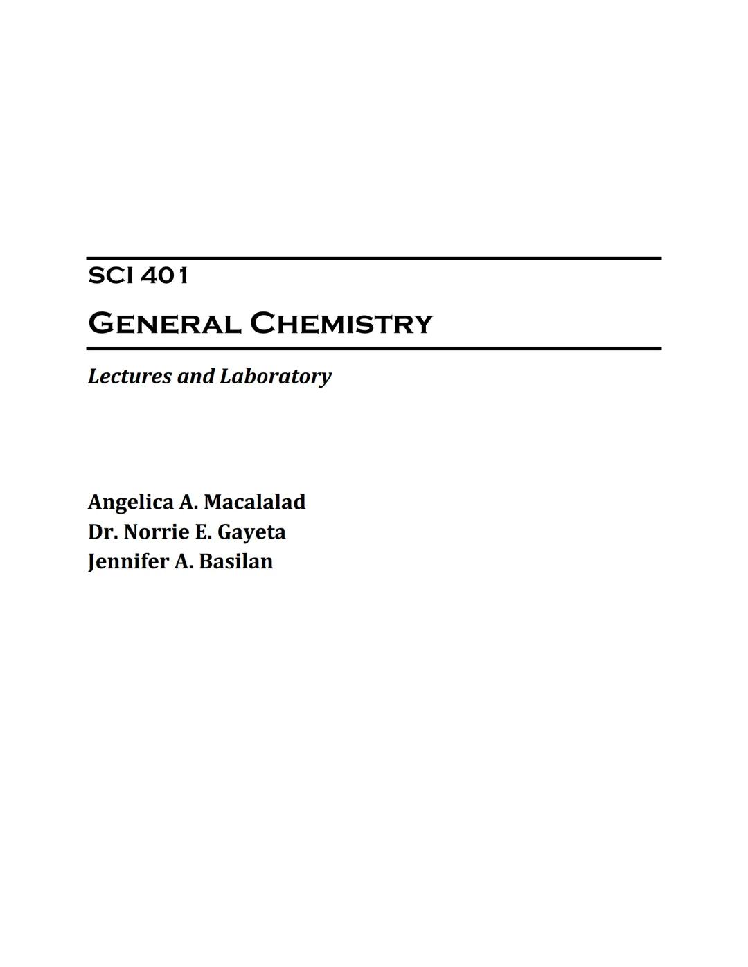 General Chemistry 
