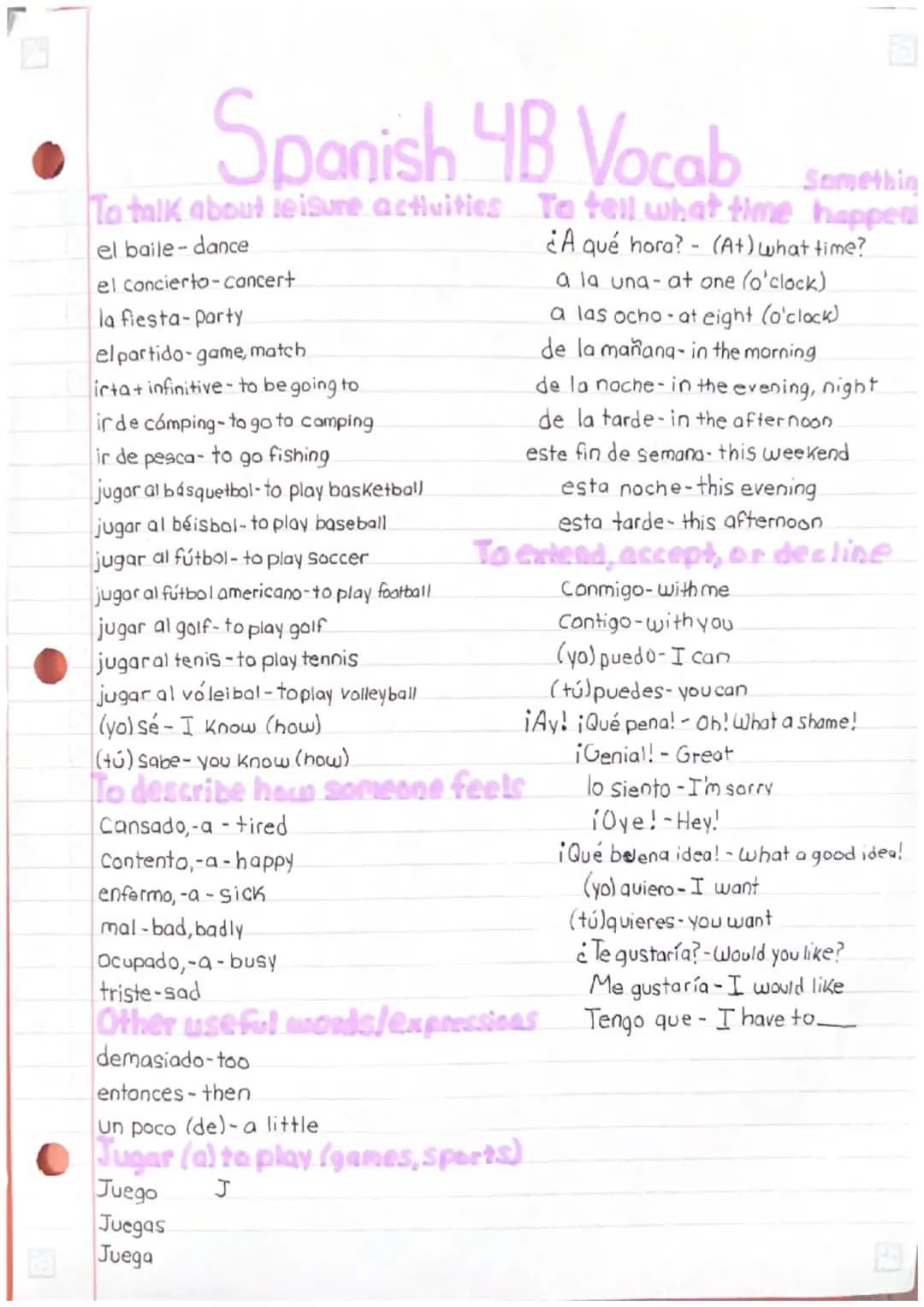 4B Vocabulary