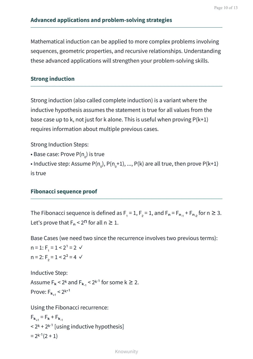 Mathematical induction: Proving statements for all natural numbers
Learn to prove mathematical statements using the
principle of induction
W