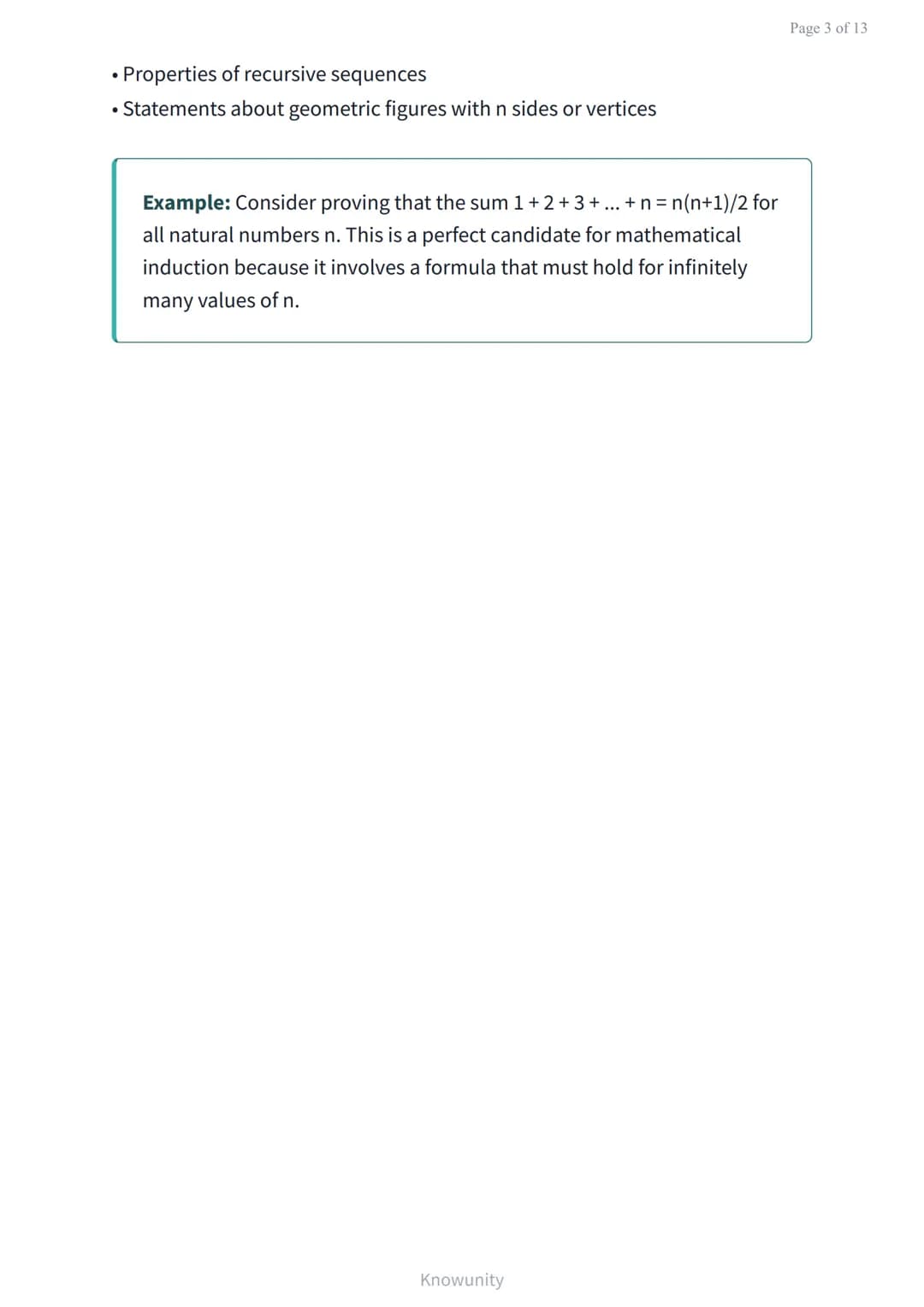 Mathematical induction: Proving statements for all natural numbers
Learn to prove mathematical statements using the
principle of induction
W