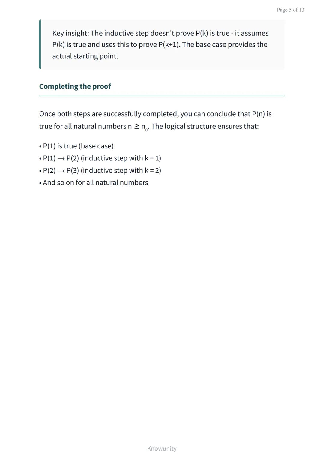Mathematical induction: Proving statements for all natural numbers
Learn to prove mathematical statements using the
principle of induction
W