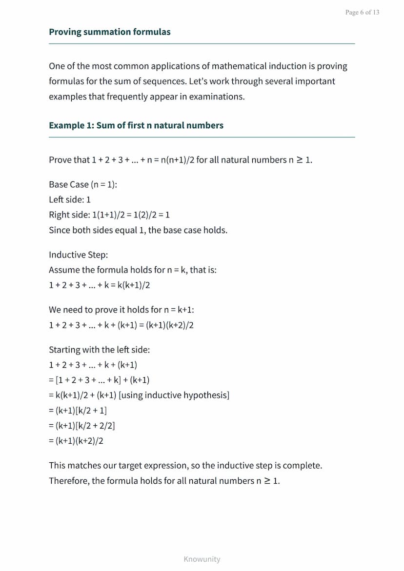 Mathematical induction: Proving statements for all natural numbers
Learn to prove mathematical statements using the
principle of induction
W