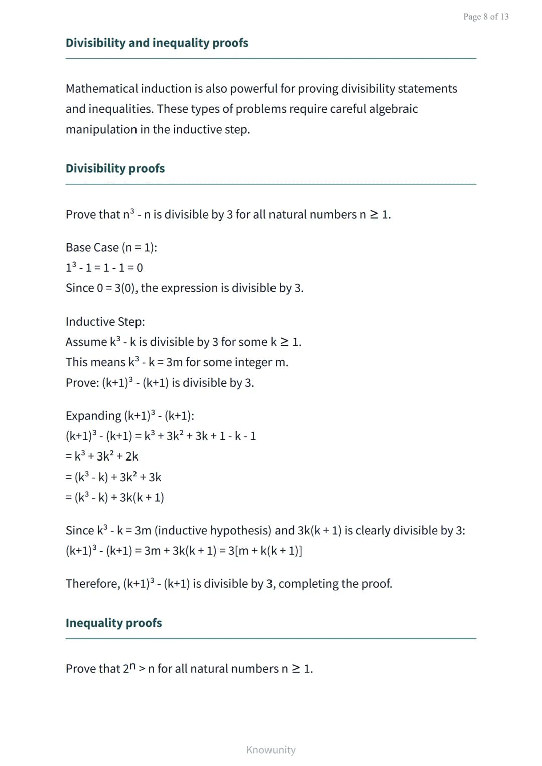 Mathematical induction: Proving statements for all natural numbers
Learn to prove mathematical statements using the
principle of induction
W
