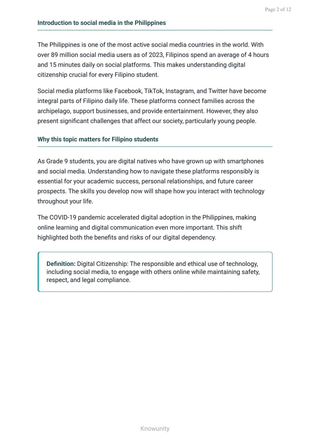 Contemporary Philippine Issues: Social Media and Digital Citizenship
Understanding social media's impact and responsible digital
citizenship
