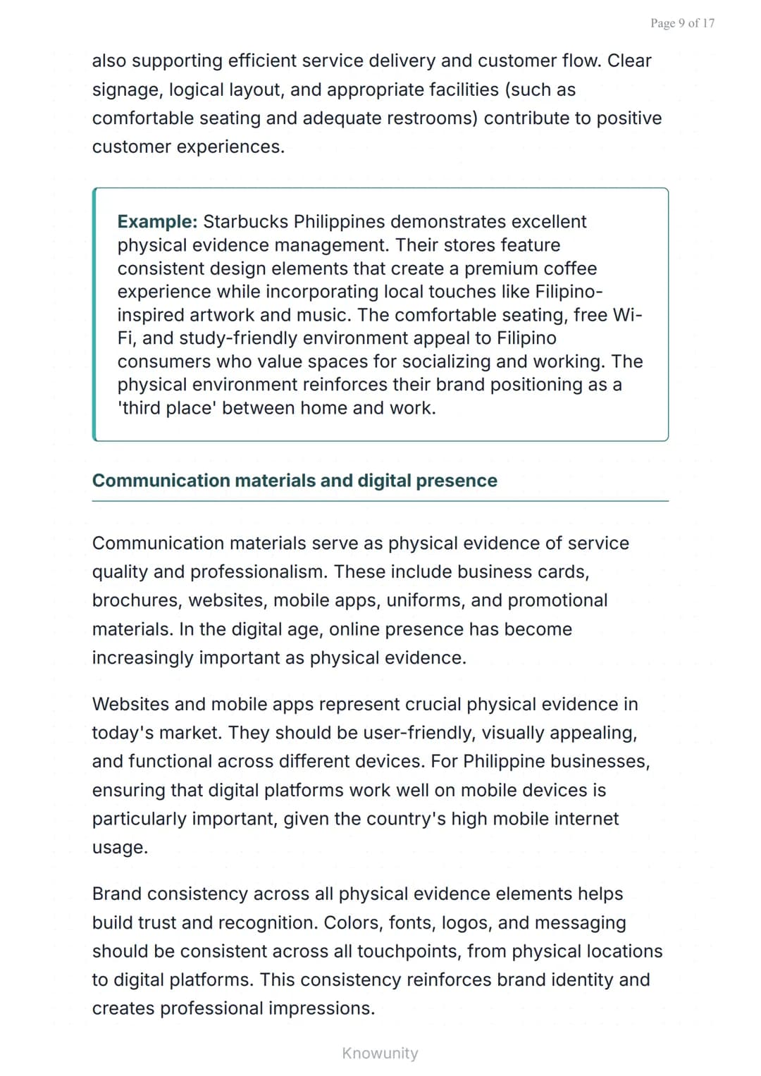 Page 1 of 17
Marketing Mix: People, Process & Physical Evidence in Philippine
Services
Extended 4Ps framework for Philippine service
m
arket