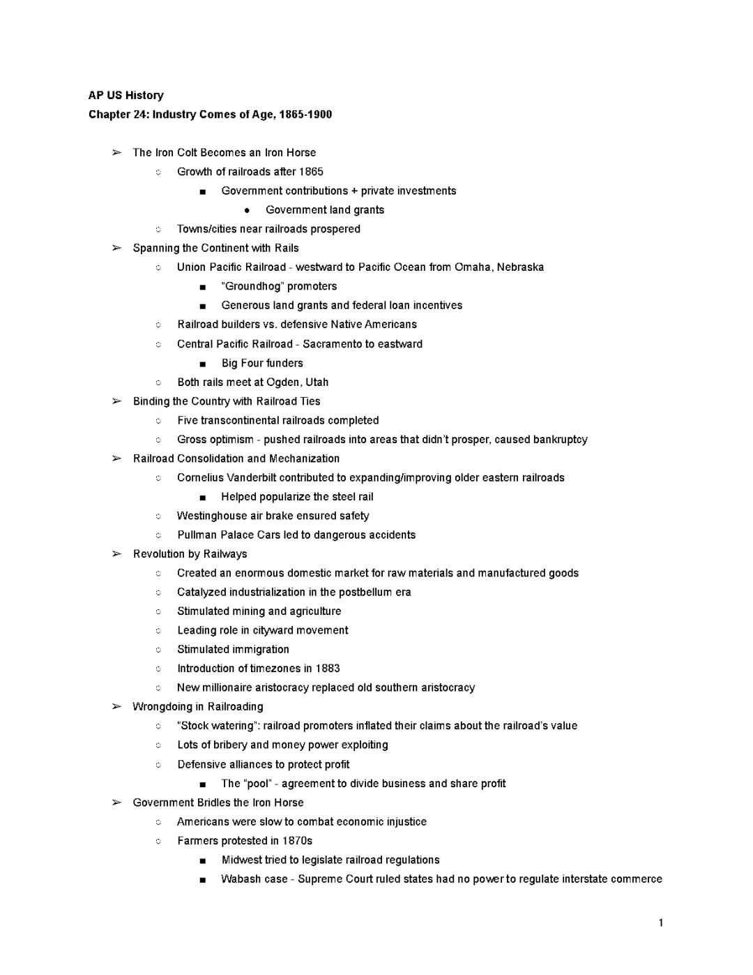 APUSH Chapter 24: Industry Comes of Age Notes, Quizlet, Summary, and More