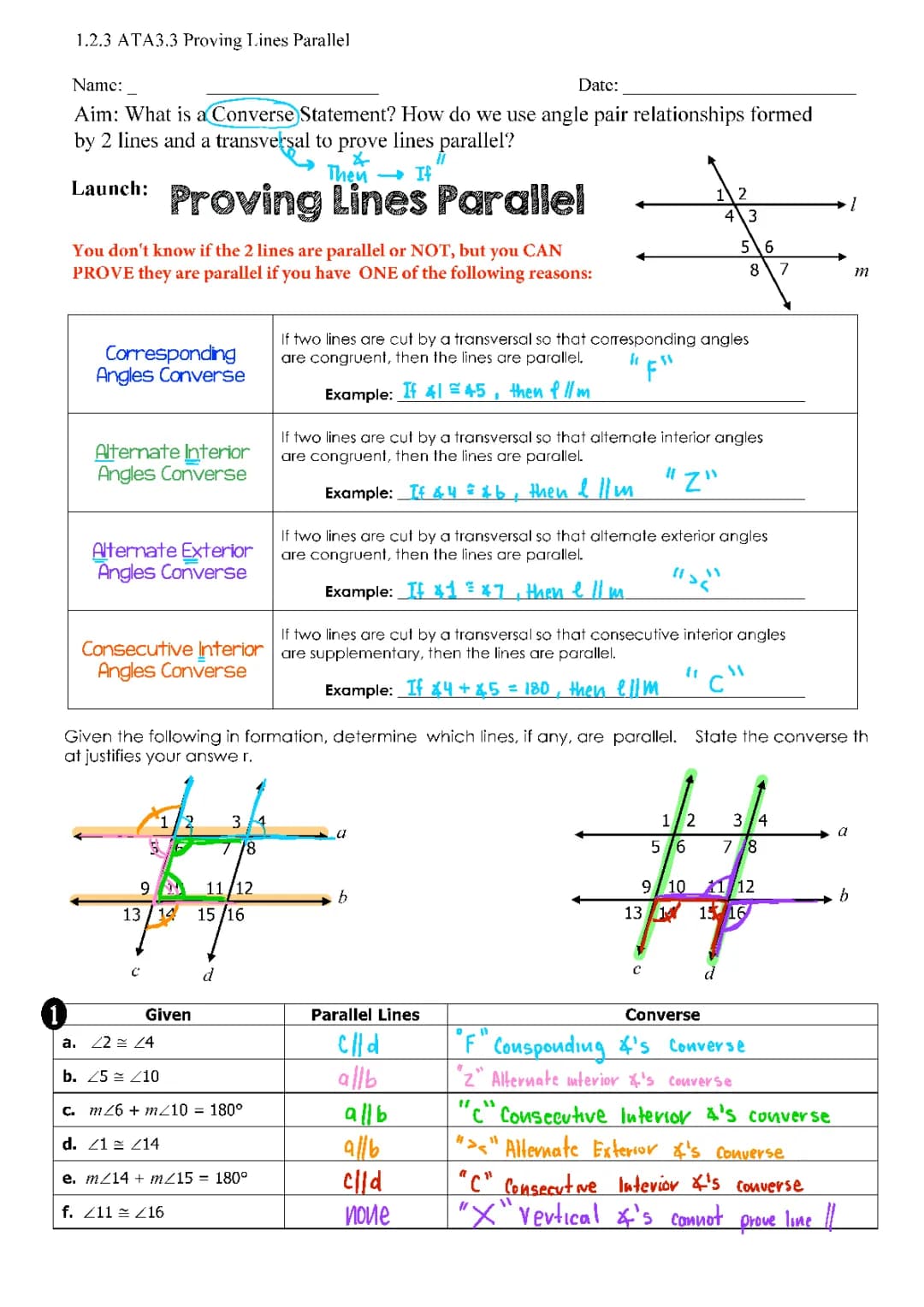 Fun with Lines: Proving Them Parallel Using Angles!