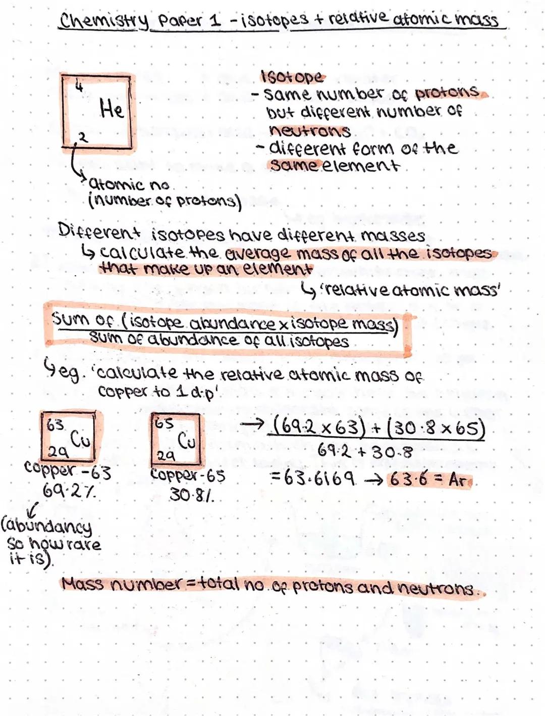 Chemistry- isotopes and relative atomic mass