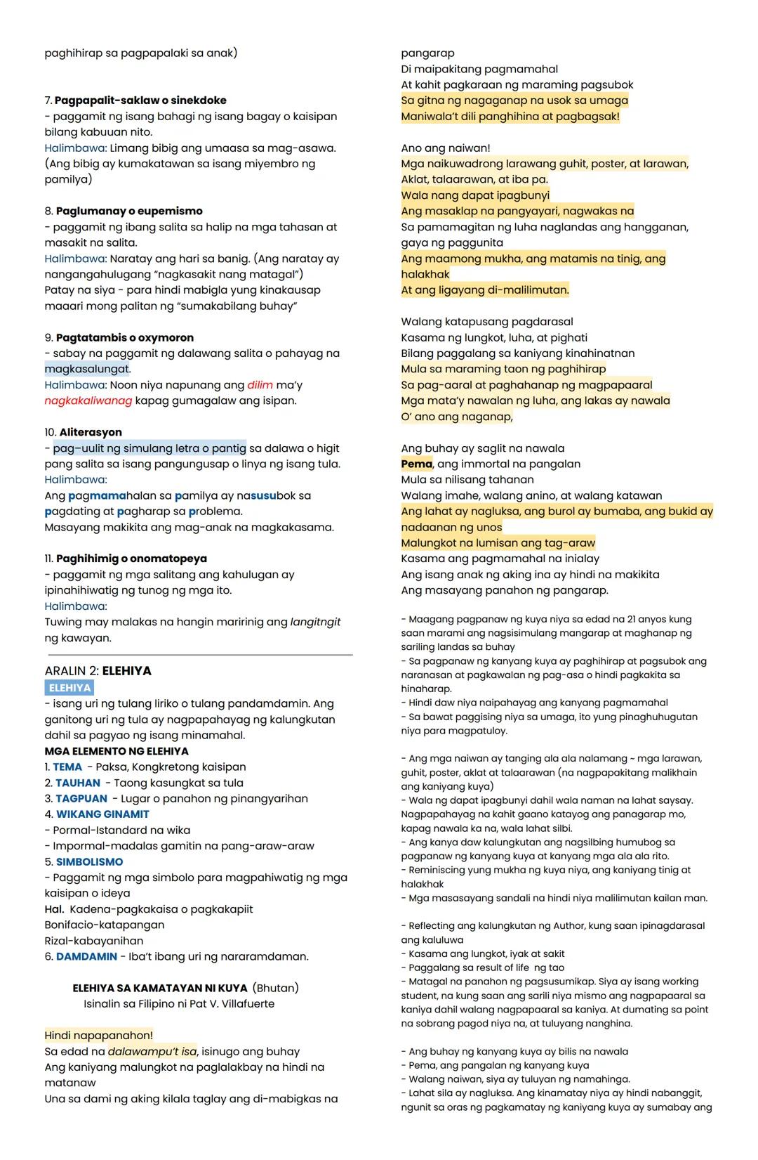 ARALIN 1: PARABULA
MATERYAL - tradisyon, nilikha at ginamit ng mga pangkat
etniko. Nahahawakan gaya ng mga kasangkapan,
pananamit
DI-MATERYA