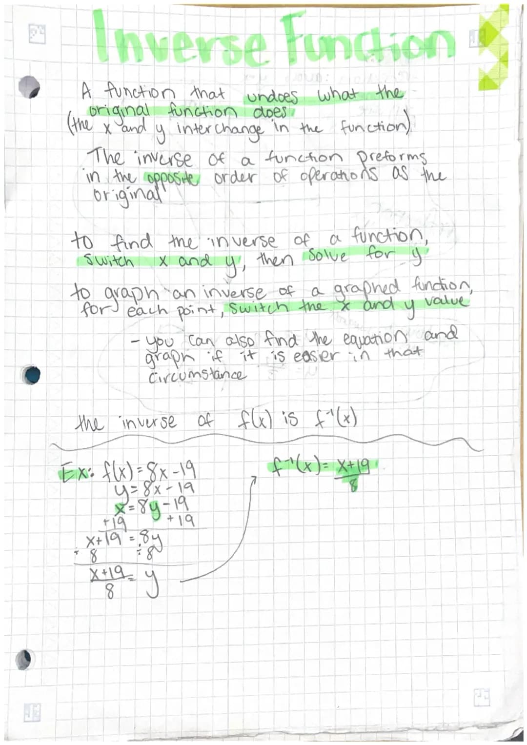24
Inverse Function
A function that undoes what the
original function does,
(the x and y interchange in the function)
The inverse of a funct