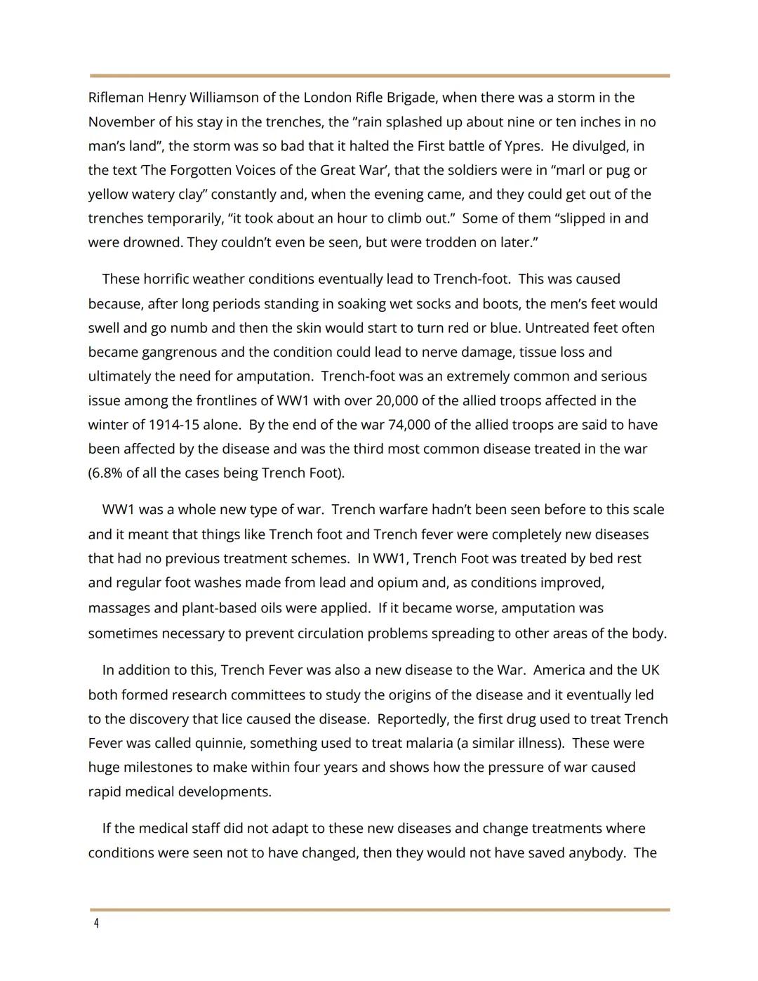 THE IMPACT WW1 HAD ON MEDICINE
Introduction
In this essay, I will be outlining my opinion regarding the Interpretations given. The Great
War