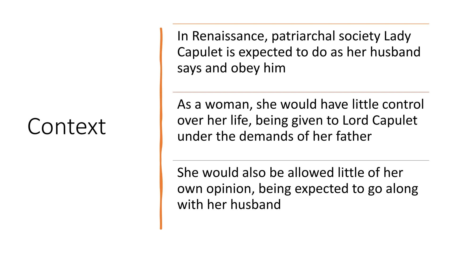 Lady Capulet Quotations
and Analysis
Romeo and Juliet Lady Capulet
●
●
"to beautify him only lacks a
cover"
"shed blood of Montague"
"I woul