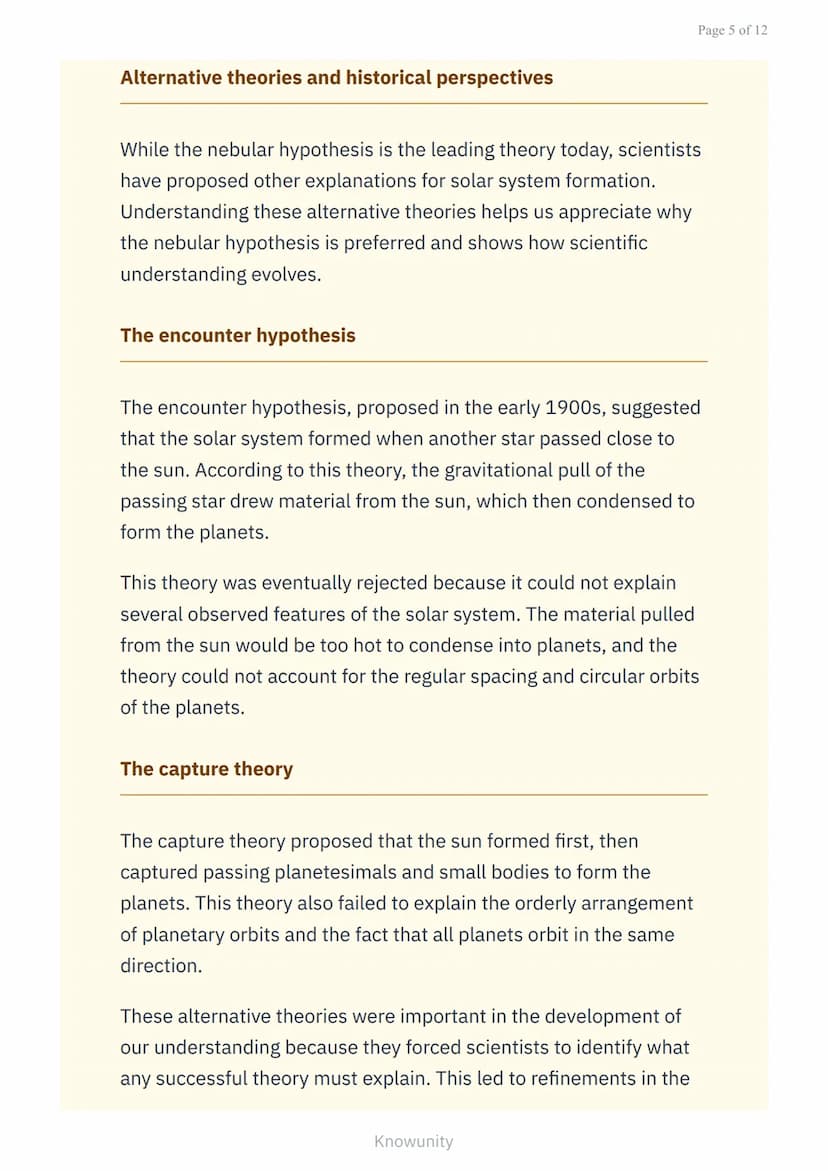 # Origin and Structure of the Earth: Theories on the Origin of the
Solar System

Understanding how our solar system formed
through major sci