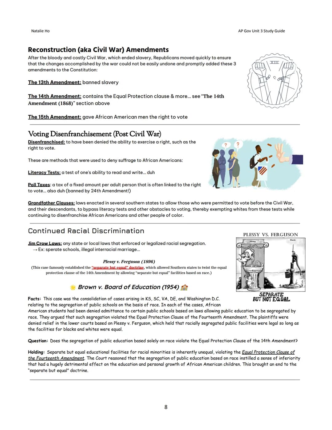 Natalie Ho
Unit 3: Civil Liberties and Civil
Rights - Study Guide
Topic 1: Civil Liberties
→
Freedom
*Civil LIBERTIES vs. Civil RIGHTS...
Ci