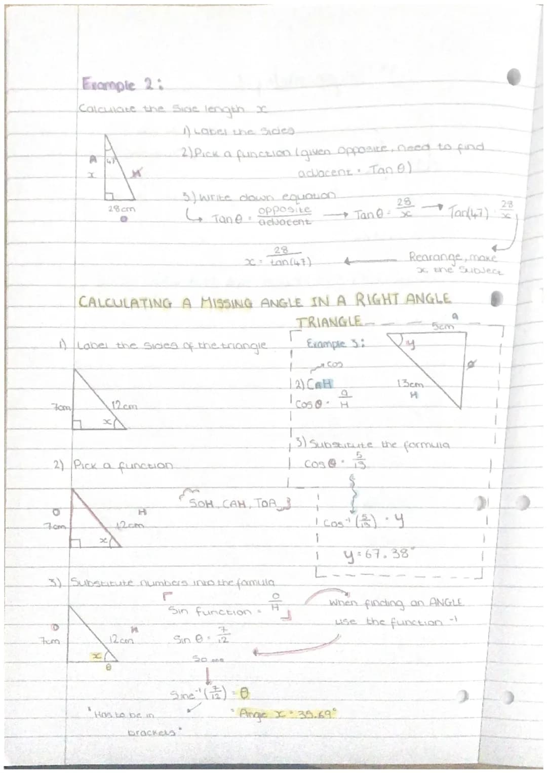 O
Tan
opposite - always
directly opposite xc.
H
25cm
A
1) Label the sides of the triangle
30%
CALCULATING THE MISSING SIDE OF A RIGHT ANGIE
