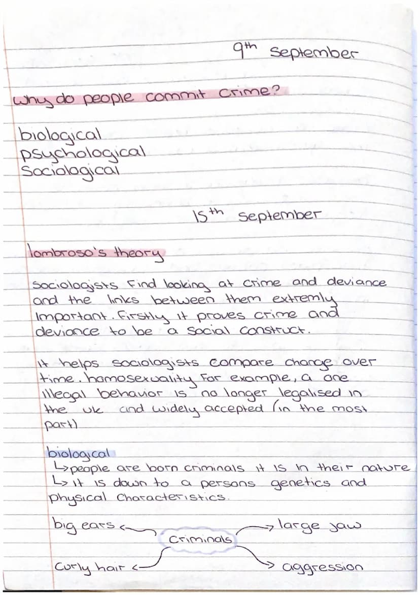 Crime and Deviance..
7th September
-
Crime 3 act which breaks laws decided by
the government ~ it is illegal.
Deviance-breaking a social nor