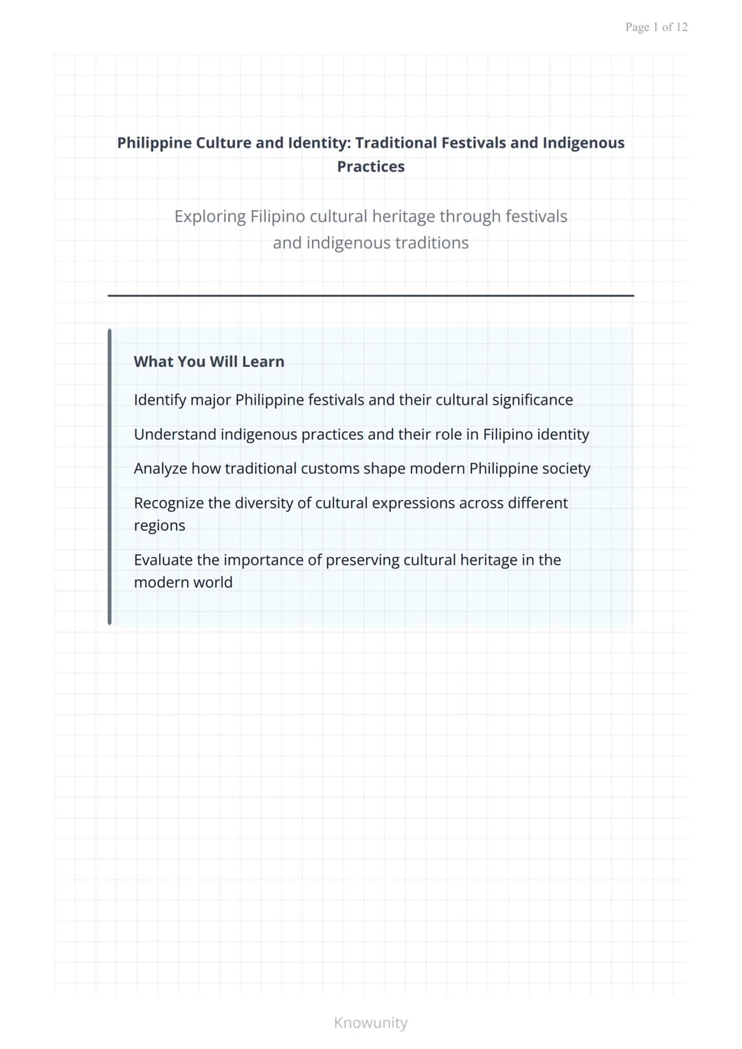 Philippine Culture and Identity: Traditional Festivals and Indigenous
Practices
Exploring Filipino cultural heritage through festivals
and i