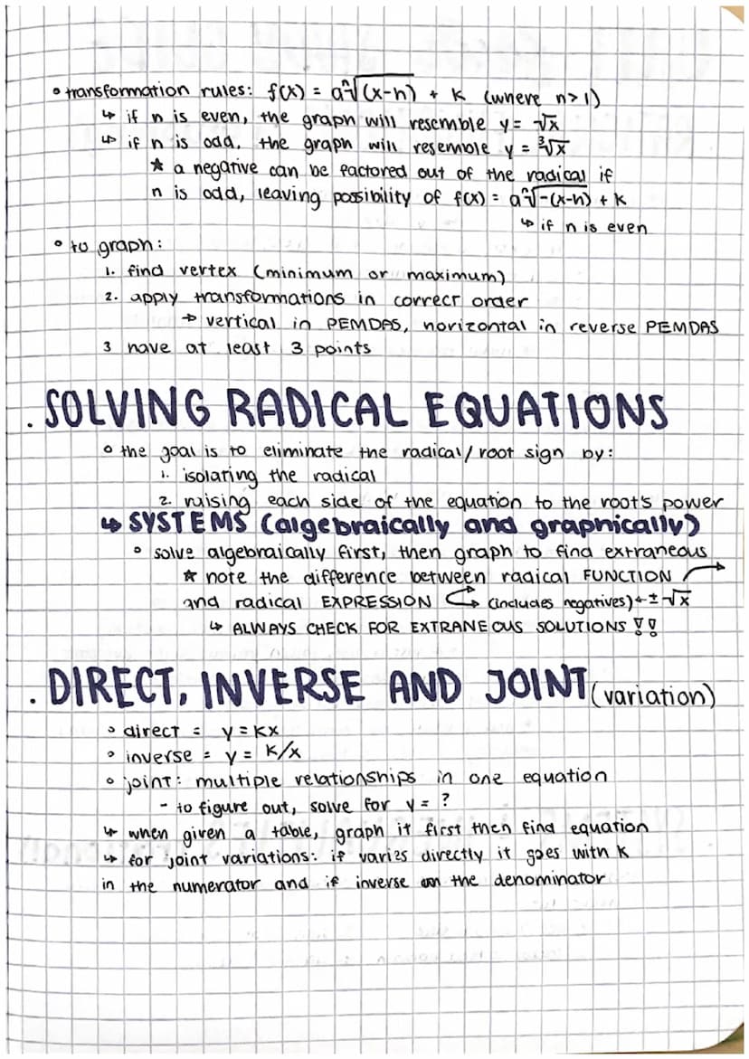 (unit four STUDY GUIDE
ROOTS & RADICAL NOTATION
• if b ² = a,
a square root of a
then b is
then b is an nth root of a
↳p if b = a,
odd roots