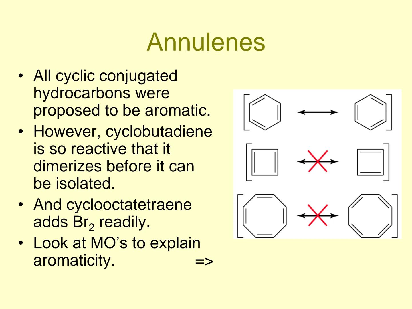 Aromatic Compounds ●
●
●
Discovery of Benzene
Isolated in 1825 by Michael Faraday
who determined C:H ratio to be 1:1.
Synthesized in 1834 by