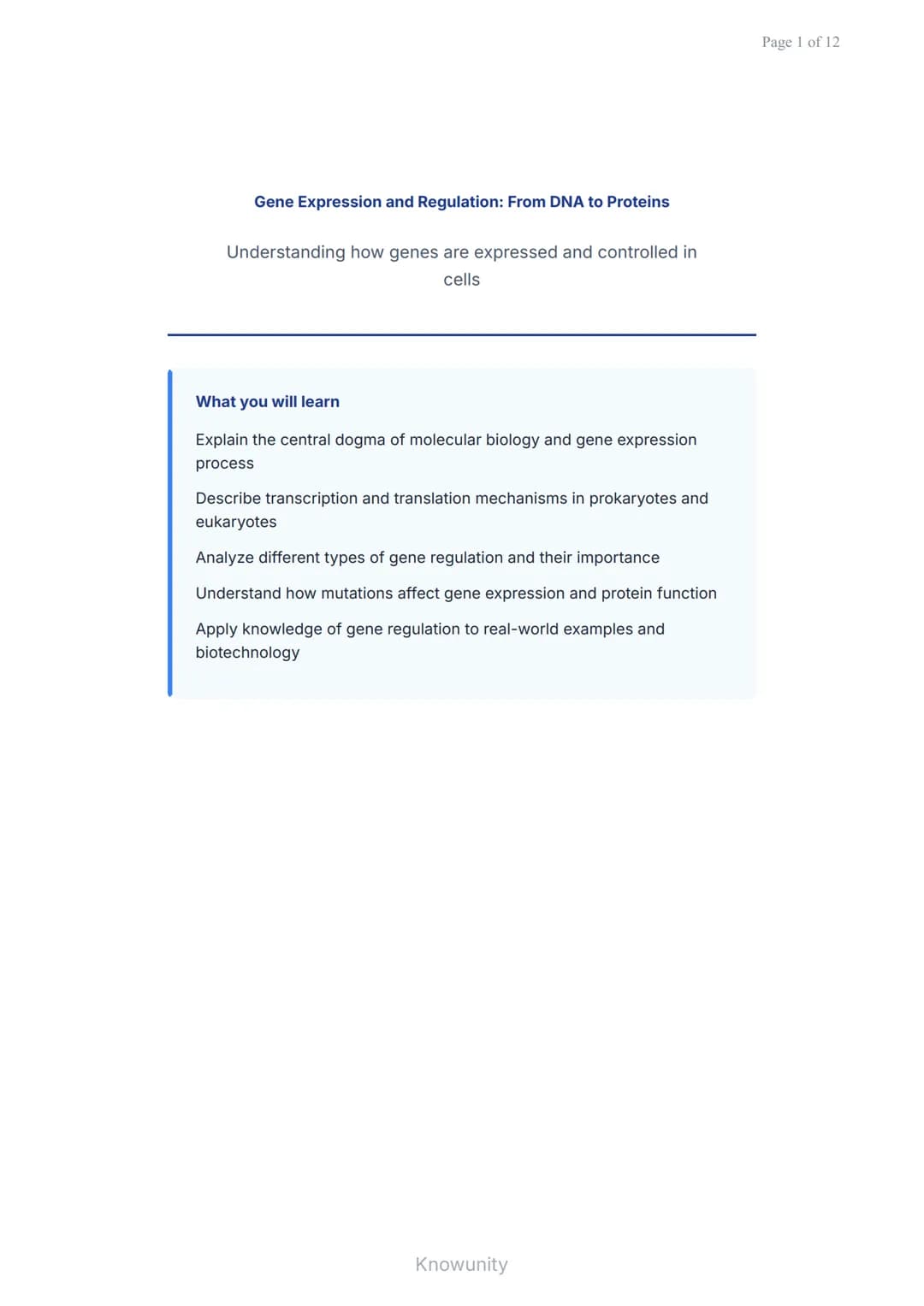 Gene Expression and Regulation: From DNA to Proteins
