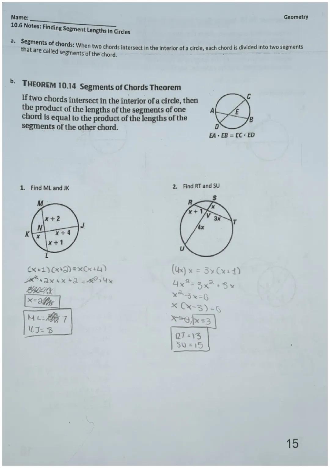 Finding Segment Lengths in Circles
