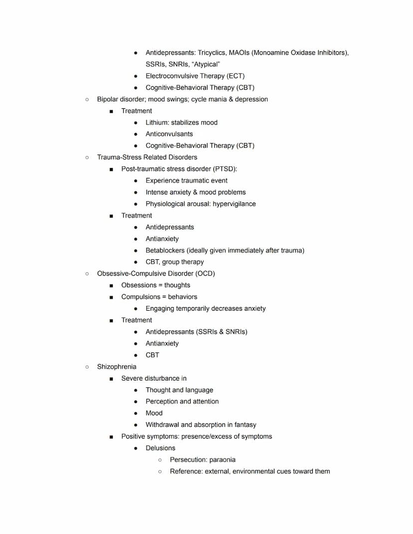 Psychology 1 Study Guide
Chapter 14: Psychological Disorders
O Abnormality: behavior that causes people to experience distress and prevent t