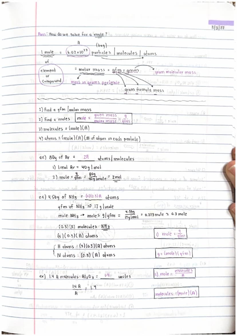 3/1/22
Aum: What is mole?
I. Mole = a pile of particles (atoms [molecules)
erudoupit presuntas
= not larger enough | heavy enough to be weig