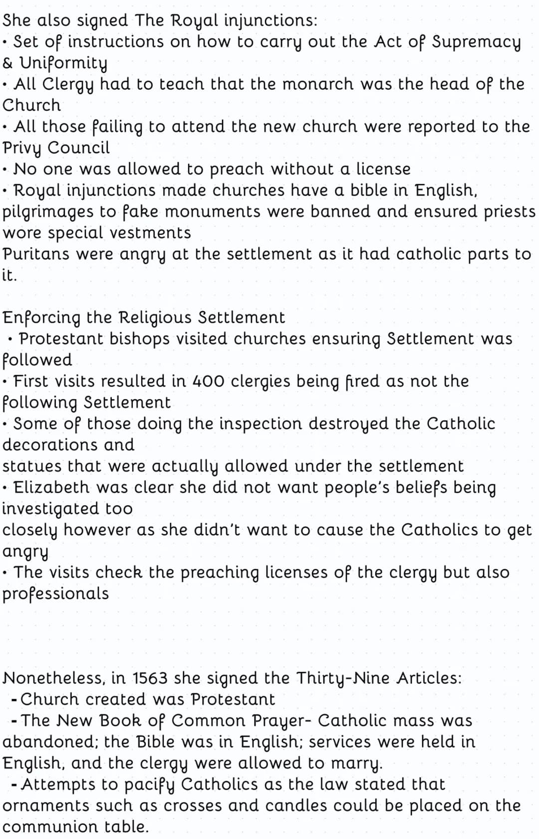 How successfully did Elizabeth deal with the problem of religion?
Key features of Elizabeth's Religious Settlement
Clergy problem (Religious