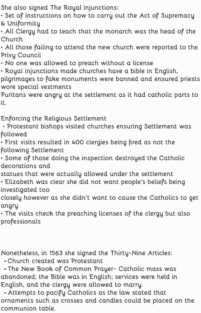 How successfully did Elizabeth deal with the problem of religion?
Key features of Elizabeth's Religious Settlement
Clergy problem (Religious