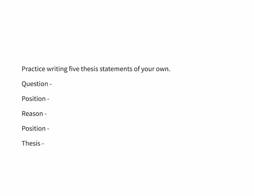 How to write a Thesis
Statement What is a thesis statement?
• A thesis statement summarizes your position on the topic of
your paper.
o Howe