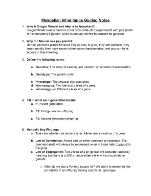 Know Mendelian Inheritance Guided Notes thumbnail