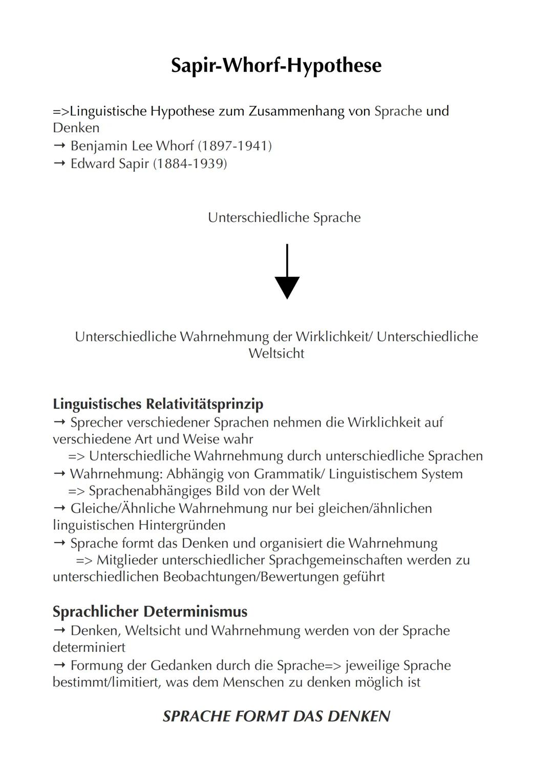 # Sapir-Whorf-Hypothese

=>Linguistische Hypothese zum Zusammenhang von Sprache und
Denken
- Benjamin Lee Whorf (1897-1941)
- Edward Sapir (