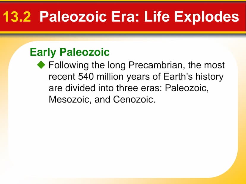 Chapter
13
Earth's History 13.1 Precambrian Time: Vast and Puzzling
Precambrian History
The Precambrian encompasses immense
geological time,