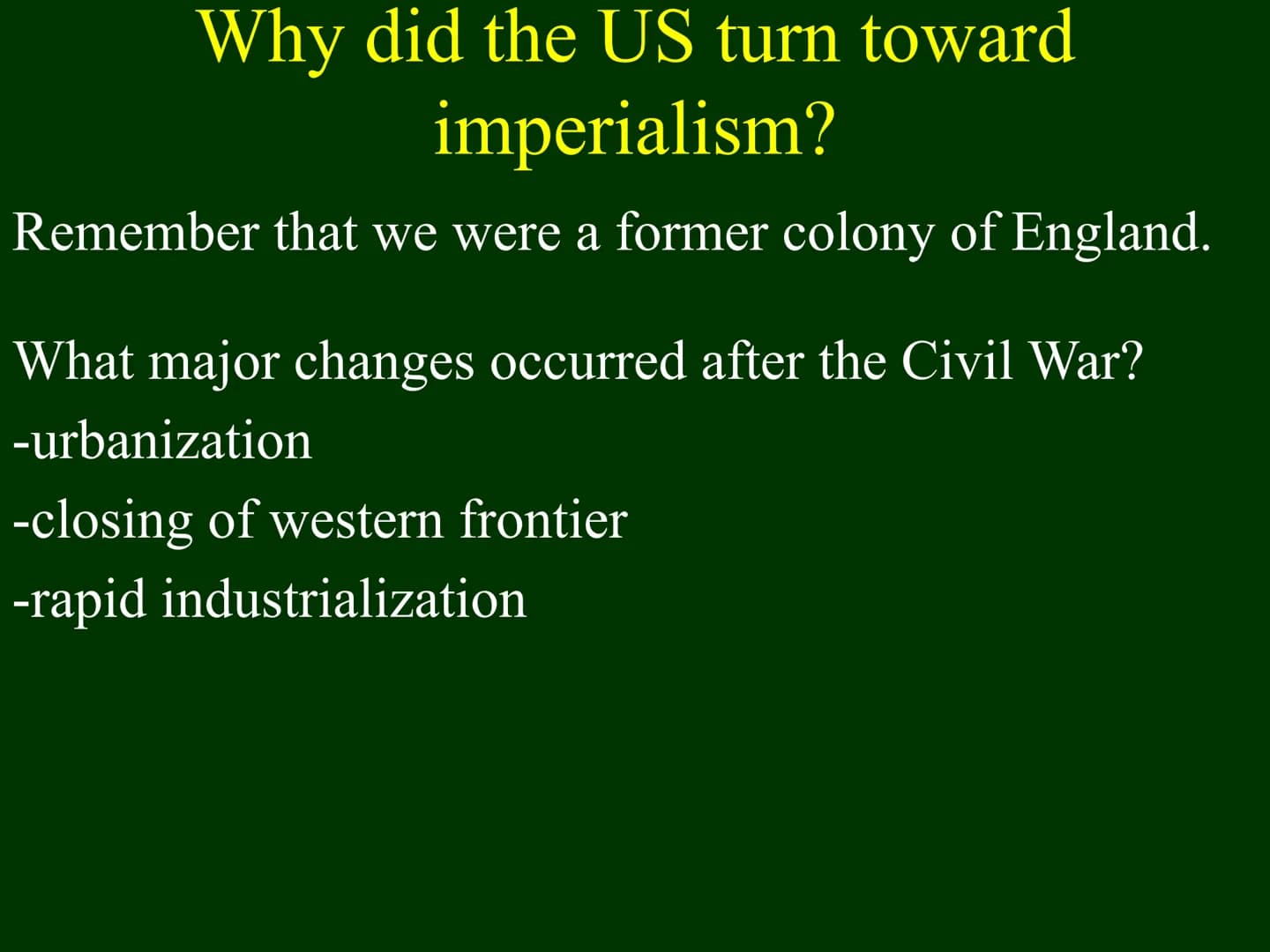 THE
THE AGE OF
U.S. IMPERIALISM
BIG
W
STICK
AMA
TR Intervenes in Panama (The Bettmann Archive.)
Bell Work: What is
imperialism?
http://www.y