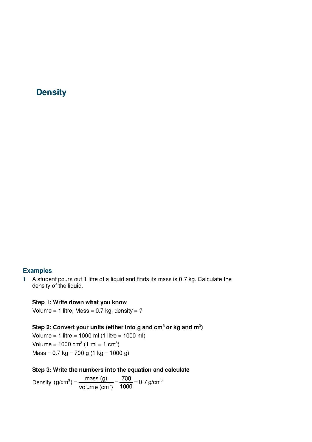 density revision questions and answers