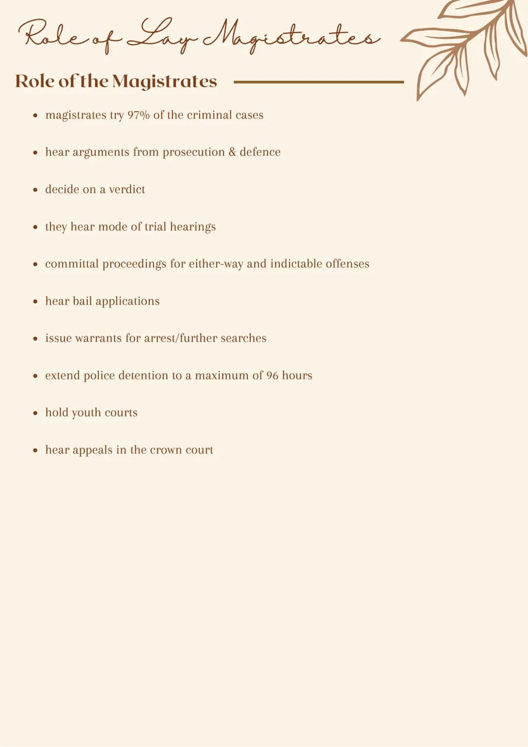 Lay
People Lay Magistrates
Qualification of Lay magistrates
good character
understanding & communication
social awareness
●
●
Requirements
•